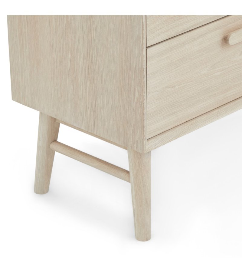 Porto bogreol, m. 3 hylder og 2 skuffer - hvidolieret egetrsfinér og tr