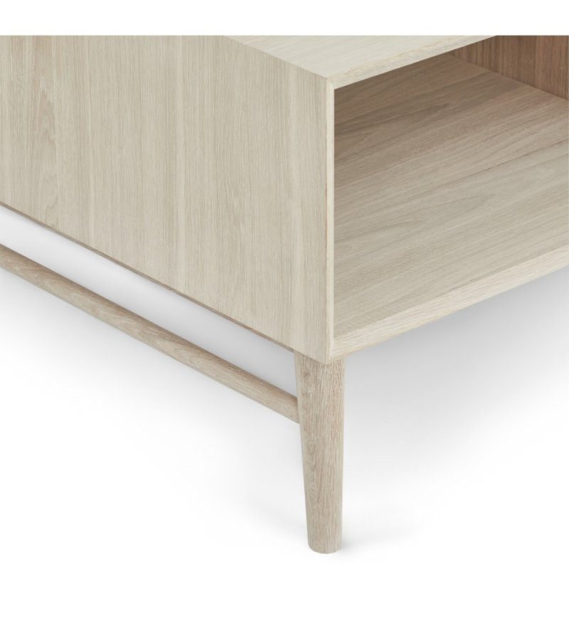 Porto sofabord, m. 2 skuffer og 1 rum - hvidolieret egetrsfinér og tr (75x120)