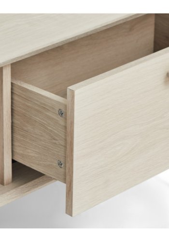 Porto sofabord, m. 2 skuffer og 1 rum - hvidolieret egetrsfinér og tr (75x120)