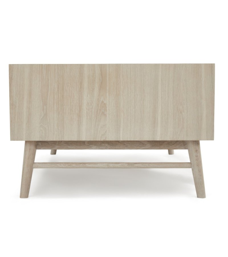 Porto sofabord, m. 2 skuffer og 1 rum - hvidolieret egetrsfinér og tr (75x120)