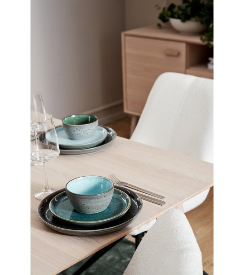 Porto spisebord, m. 2 tillgsplader - hvidolieret egetrsfinér og tr (95x170(270))