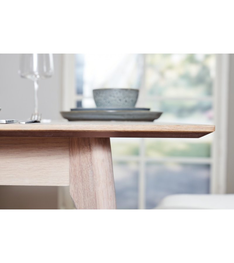 Porto spisebord, m. 2 tillgsplader - hvidolieret egetrsfinér og tr (95x170(270))