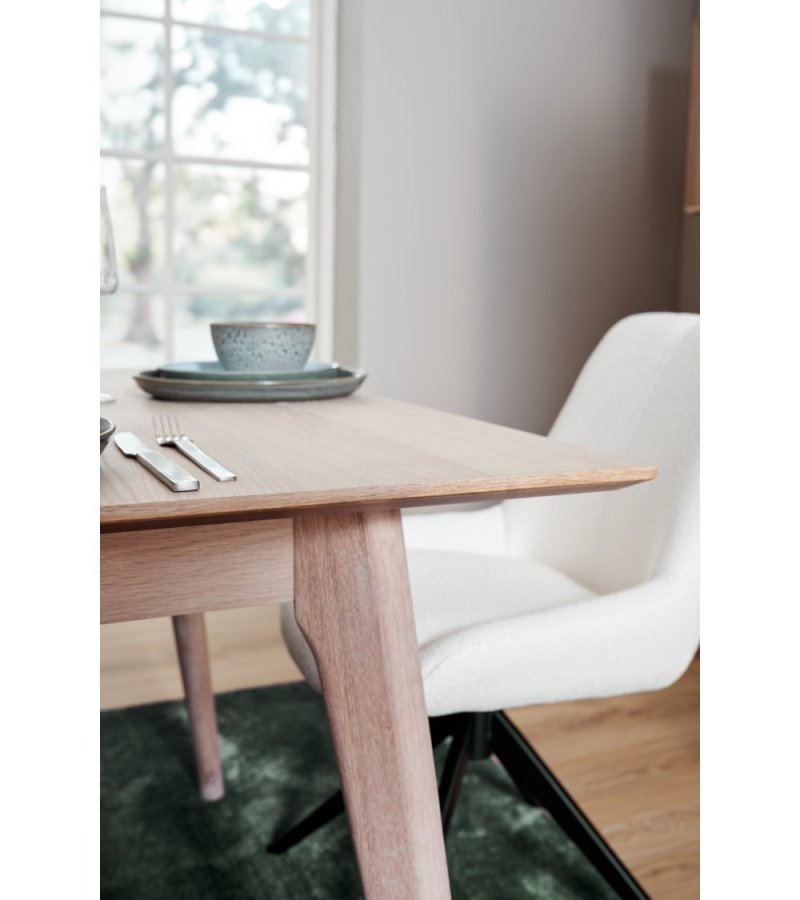 Porto spisebord, m. 2 tillgsplader - hvidolieret egetrsfinér og tr (95x170(270))