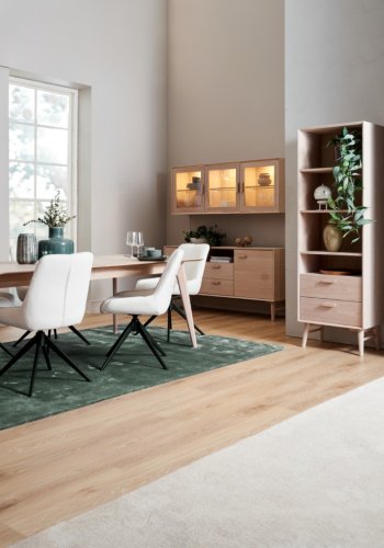 Porto spisebord, m. 2 tillgsplader - hvidolieret egetrsfinér og tr (95x170(270))