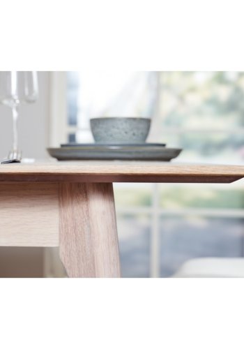 Porto spisebord, m. 2 tillgsplader - hvidolieret egetrsfinér og tr (105x220(320))