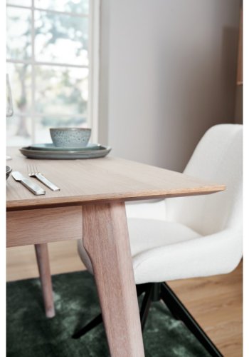 Porto spisebord, m. 2 tillgsplader - hvidolieret egetrsfinér og tr (105x220(320))