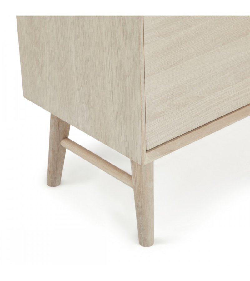 Porto hj sknk, m. 2 lger, 3 hylder og 2 skuffer - hvidolieret egetrsfinér og tr (100x40)