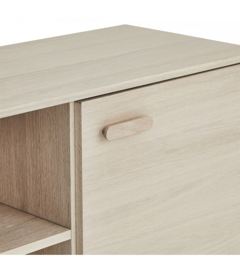 Porto hj sknk, m. 2 lger, 3 hylder og 2 skuffer - hvidolieret egetrsfinér og tr (100x40)