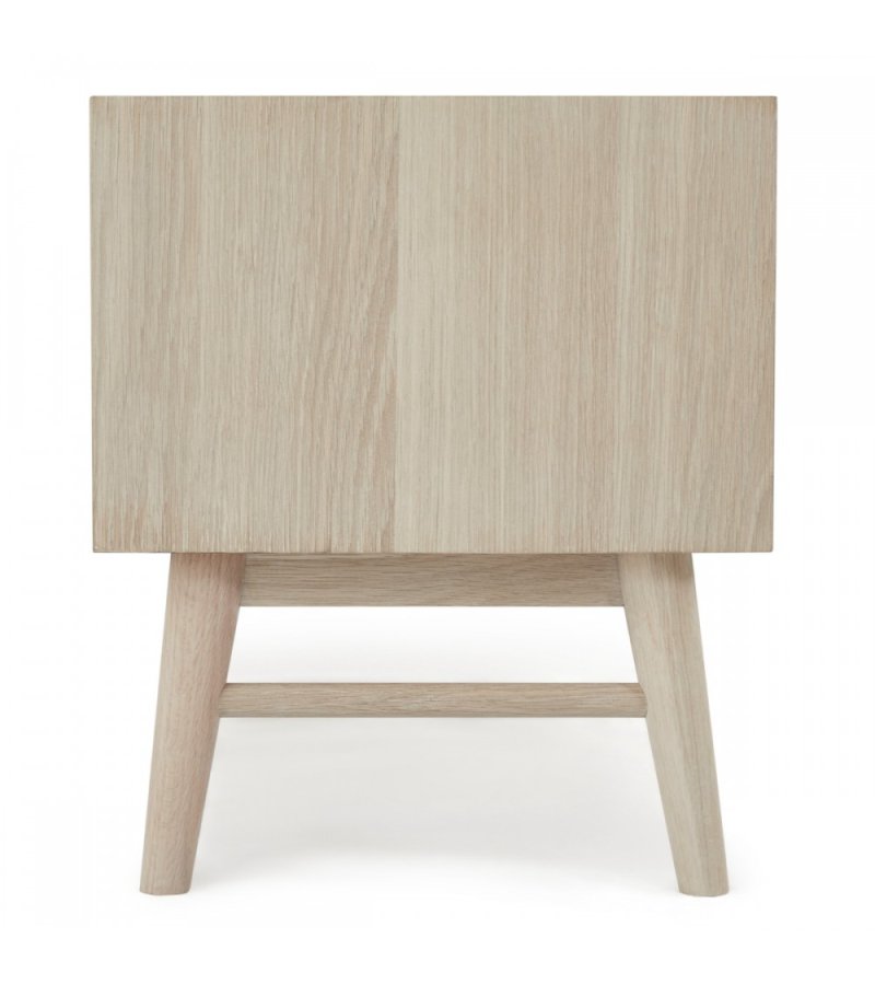 Porto TV-bord, m. 2 lger, 1 skuffe, 2 hylder, 1 rum - hvidolieret egetrsfinér og tr (160x42)