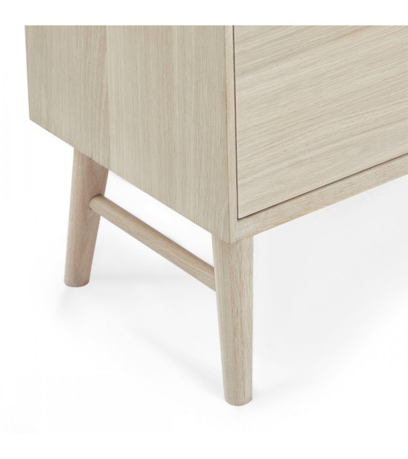 Porto TV-bord, m. 2 lger, 1 skuffe, 2 hylder, 1 rum - hvidolieret egetrsfinér og tr (160x42)