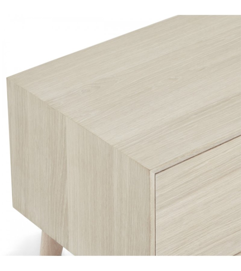 Porto TV-bord, m. 2 lger, 1 skuffe, 2 hylder, 1 rum - hvidolieret egetrsfinér og tr (160x42)