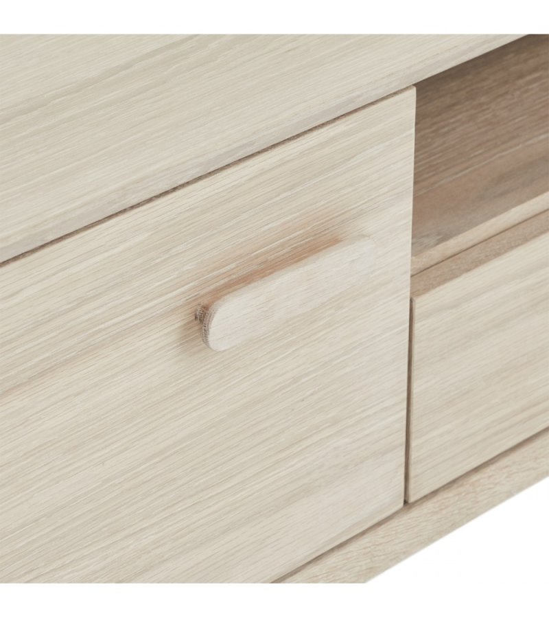 Porto TV-bord, m. 2 lger, 1 skuffe, 2 hylder, 1 rum - hvidolieret egetrsfinér og tr (160x42)