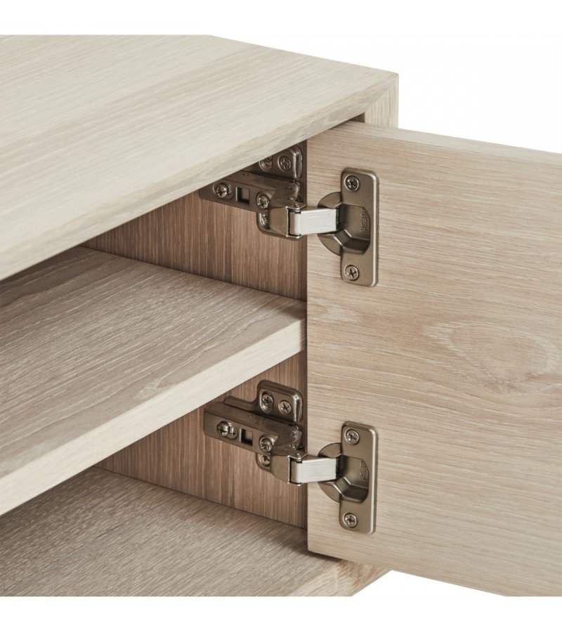 Porto TV-bord, m. 2 lger, 1 skuffe, 2 hylder, 1 rum - hvidolieret egetrsfinér og tr (160x42)