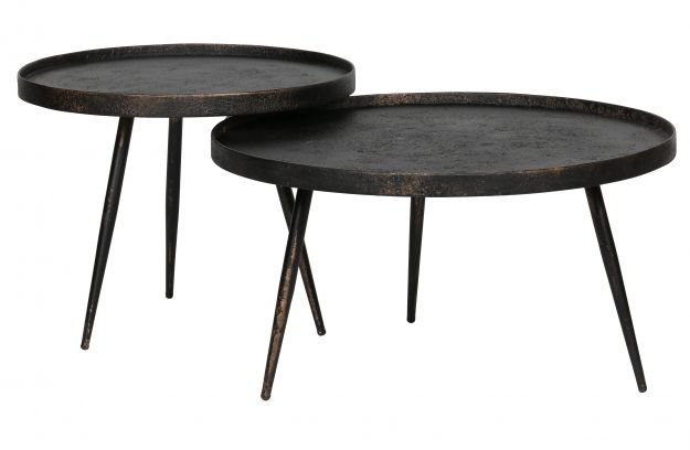 BEPUREHOME Bounds sidebord, rund - antik guld krydsfiner og metal (58)