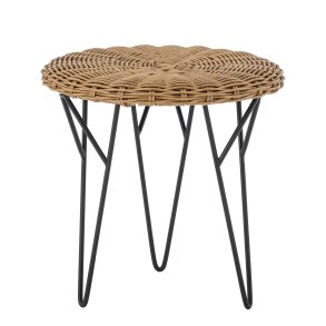 BLOOMINGVILLE Roccas udendrs sofabord, rund - brun polyrattan og sort jern (46)