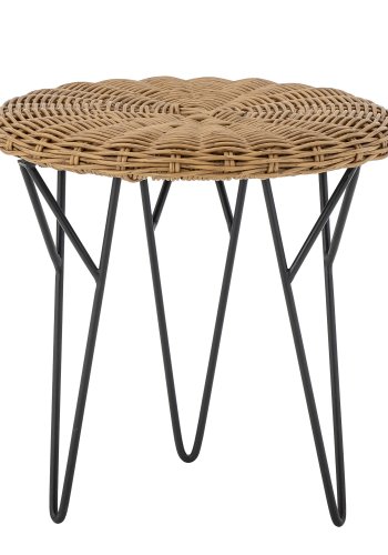 BLOOMINGVILLE Roccas udendrs sofabord, rund - brun polyrattan og sort jern (46)