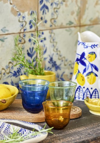 CREATIVE COLLECTION Karu Drikkeglas, Bl, Genanvendt Glas