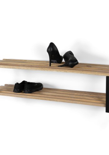 SPINDER DESIGN Rizzoli/Marco XL skohylde, m. 2 hylder - natur eg og sort stl (B:100)