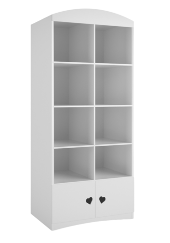 Julia brnereol, m. 2 lger og 8 hylder - hvid laminat og MDF