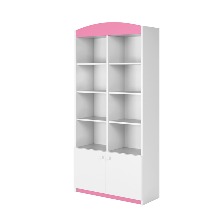 Babydreams brnereol, m. 2 lger og 8 hylder - hvid og lyserd laminat