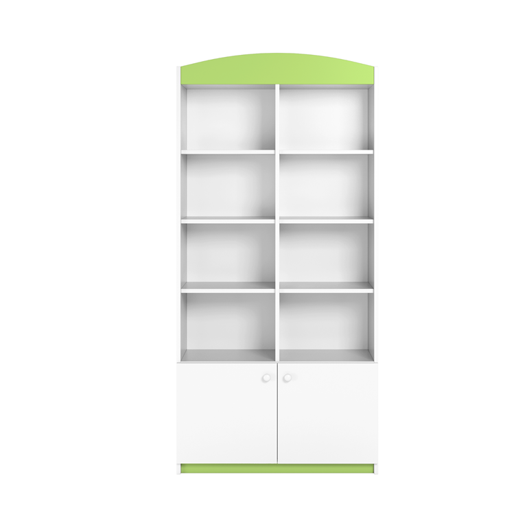 Babydreams brnereol, m. 2 lger og 8 hylder - hvid og grn laminat