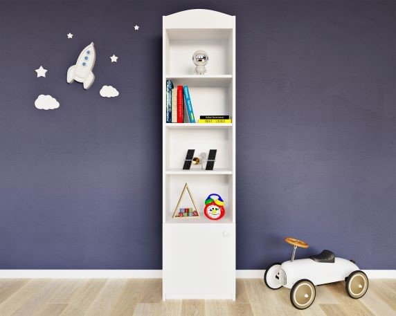 Babydreams brnereol, m. 1 lge og 4 hylder - hvid laminat