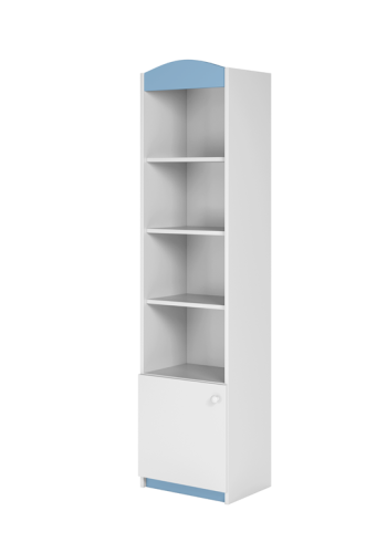 Classic brnereol, m. 1 lge og 4 hylder - hvid og bl laminat og MDF