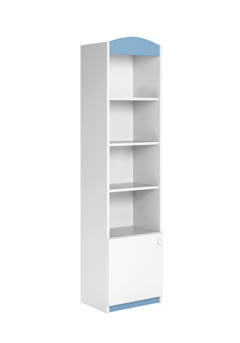 Classic brnereol, m. 1 lge og 4 hylder - hvid og bl laminat og MDF