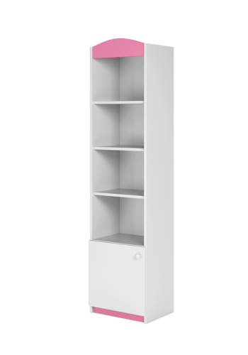 Classic brnereol, m. 1 lge og 4 hylder - hvid og lyserd laminat og MDF