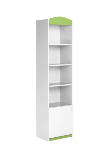 Classic brnereol, m. 1 lge og 4 hylder - hvid og grn laminat og MDF