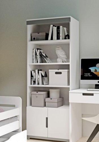 Tomic brnereol, m. 2 lger og 4 hylder - hvid spnplade og MDF