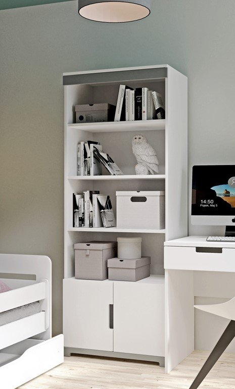 Tomic brnereol, m. 2 lger og 4 hylder - hvid spnplade og MDF