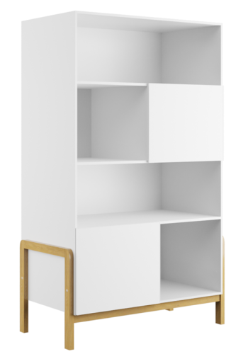 Victor brnereol, m. 2 lger og 4 hylder - hvid laminat og natur eg