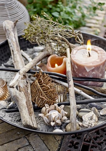 BLOOMINGVILLE Terrazzo udendrs stearinlys, rund - brun paraffin (15)