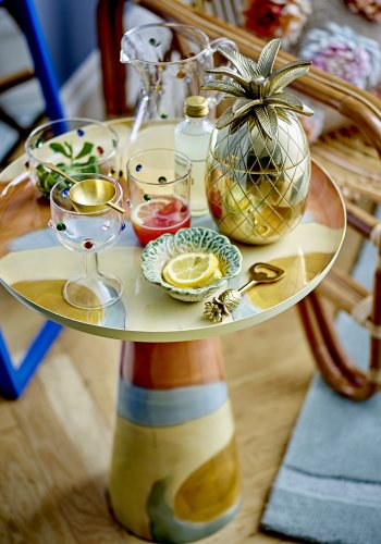 BLOOMINGVILLE Brooke sidebord, rund - gul og multifarvet metal (45,5)