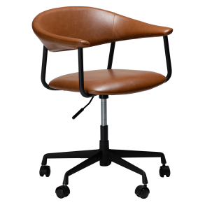 DAN-FORM ROVER Kontorstol Vintage lysebrun kunst. lder m. sort kontorbase