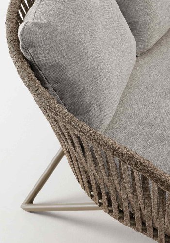 KAVE HOME Branzie sofa - brunt metal og reb, m. grbrune hynder, 3 pers.