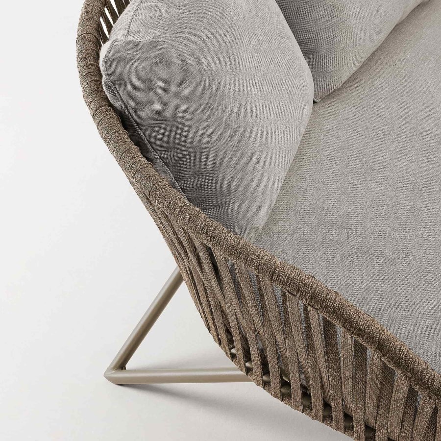 KAVE HOME Branzie sofa - brunt metal og reb, m. grbrune hynder, 3 pers.