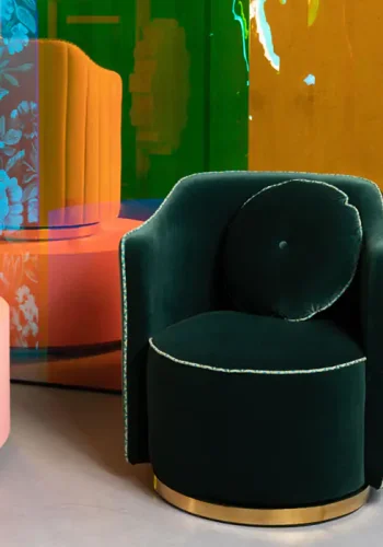 BOLD MONKEY Sassy Granny drejestol, m. armln og pude - mrkegrn fljl polyester og messing stl