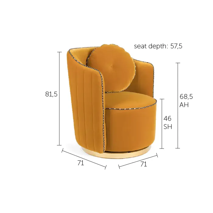 BOLD MONKEY Sassy Granny drejestol, m. armln og pude - mrkegrn fljl polyester og messing stl