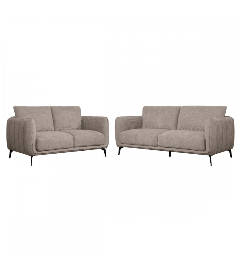 Selena 2 pers. sofa - camel brun stof og sort metal