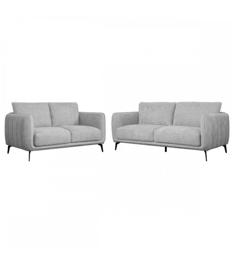 Selena 2 pers. sofa - gr stof og sort metal