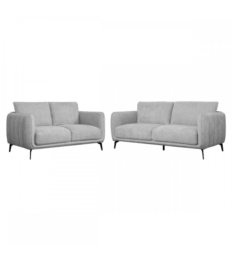 Selena 3 pers. sofa - gr stof og sort metal