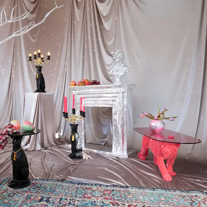 BOLD MONKEY Dope as hell sofabordet - rgsort glas og pink panter harpiks (90x40)