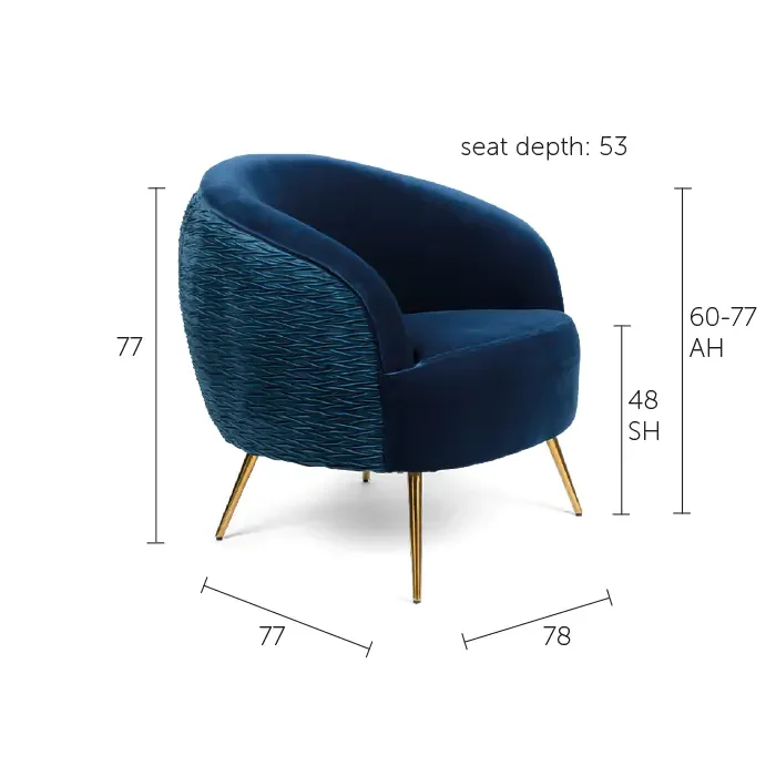 BOLD MONKEY So Curvy loungestol, m. armln - mrkegrn fljl polyester og guld stl