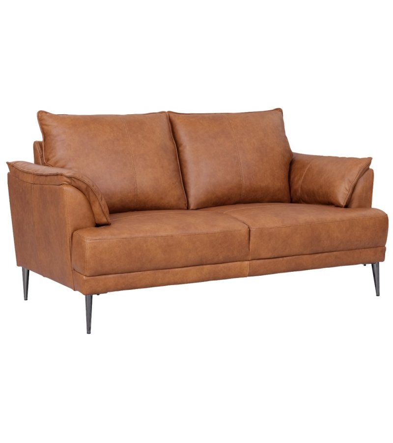 Soul 2 pers. sofa - lysebrun semianilin lder og sort metal