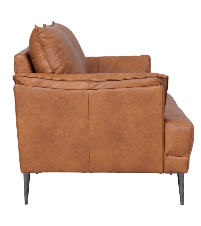 Soul 2 pers. sofa - lysebrun semianilin lder og sort metal