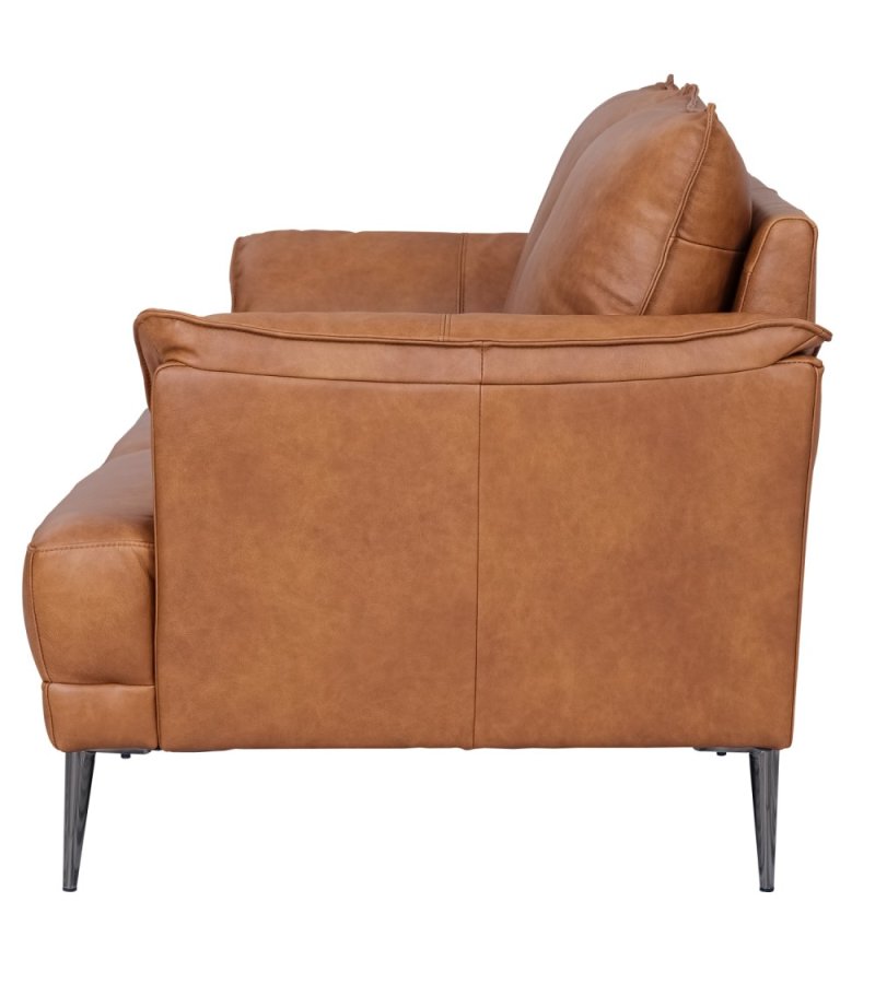 Soul 2 pers. sofa - lysebrun semianilin lder og sort metal