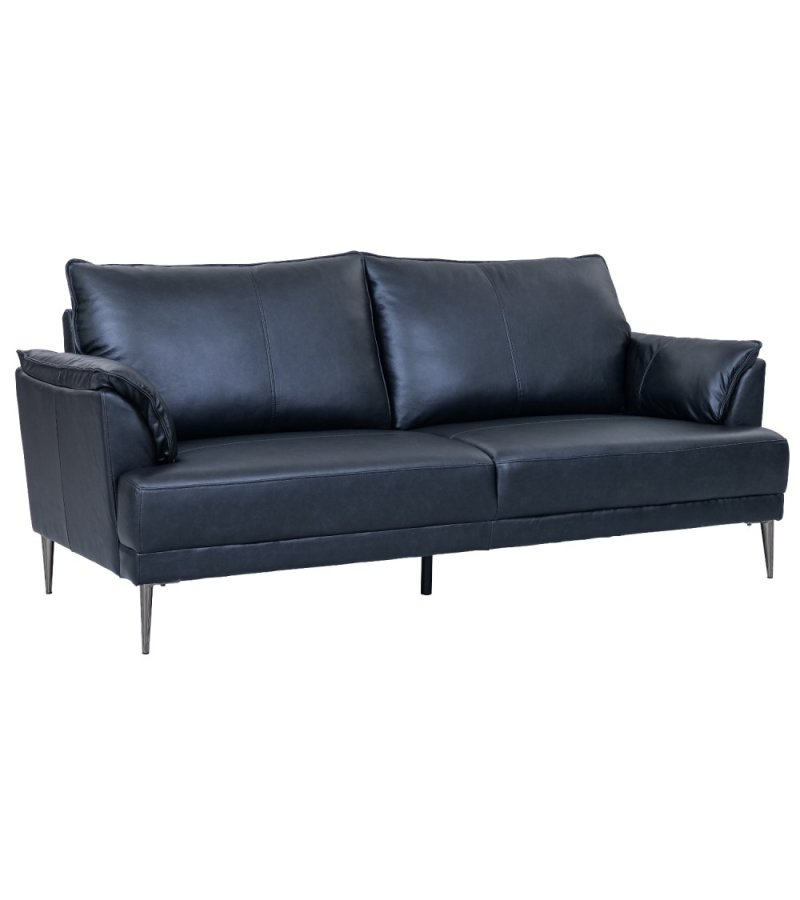 Soul 3 pers. sofa - sort semianilin lder og sort metal