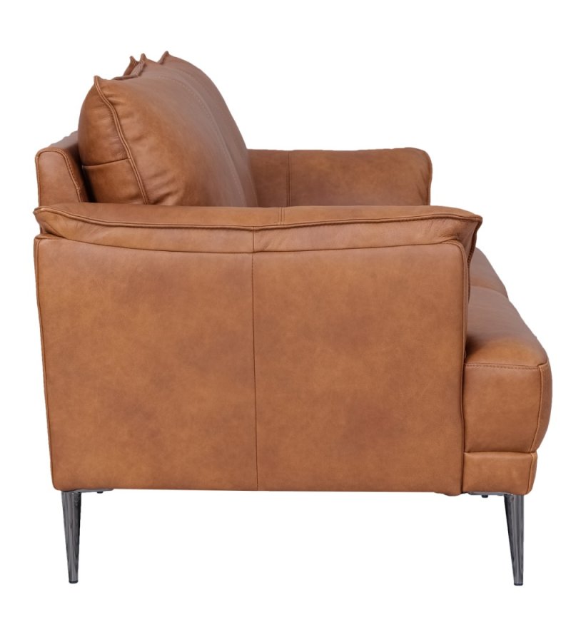 Soul 3 pers. sofa - lysebrun semianilin lder og sort metal